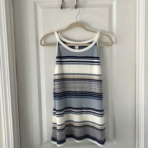 WHBM Sleeveless blue and white top